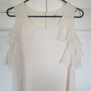 Dress Barn Off White Ruffled Top X Small